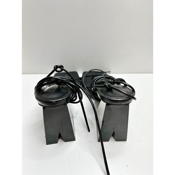 Wild Diva Sandals Womens Size 9 Black Wraparound Square Toe Heels - Picture 6 of 7